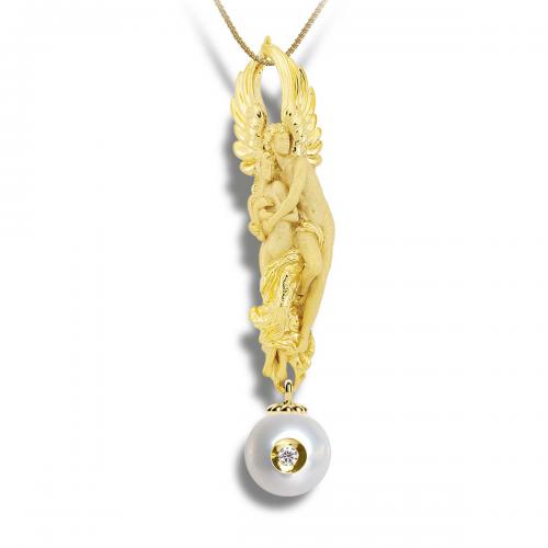 Diamond in a Pearl Pendant
